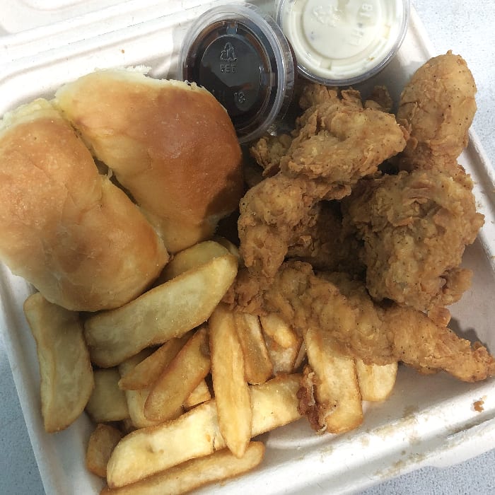 6 Piece Chicken Strip Jr. Meal.